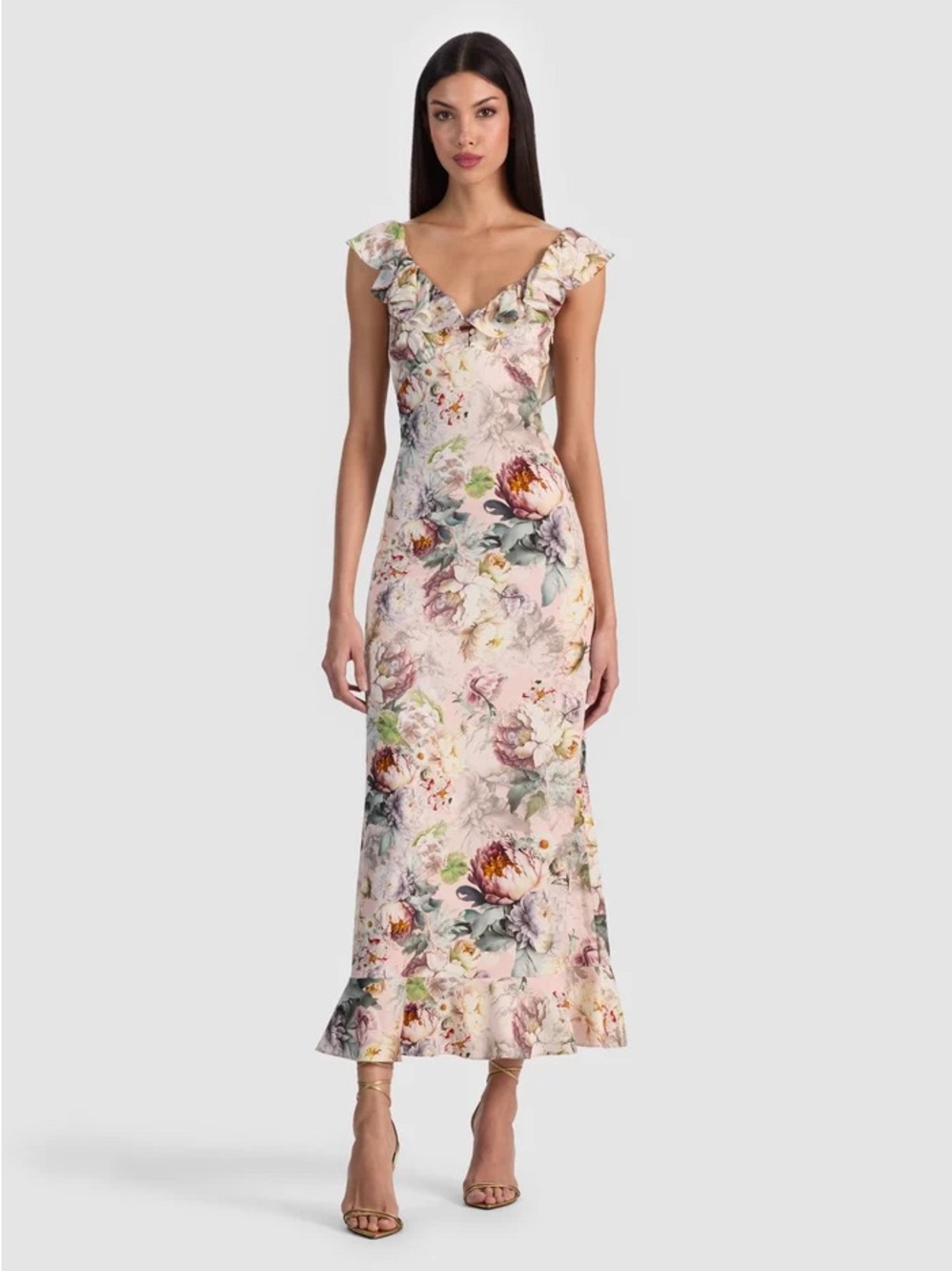 Alice and Olivia Gemma floral midi dress